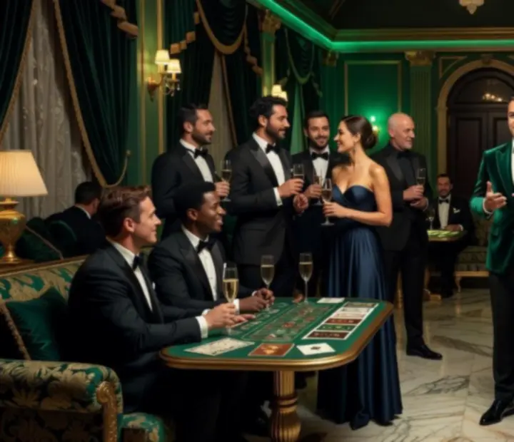 Luksusowa sala przygotowana na wieczór VIP w stylu kasyna
