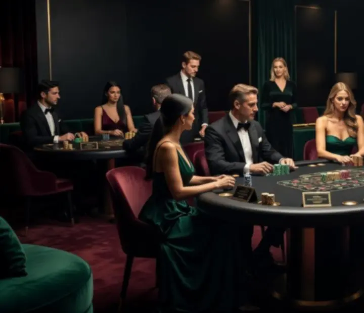 Prywatne stoły pokerowe i ruletka przygotowane na wieczór VIP
